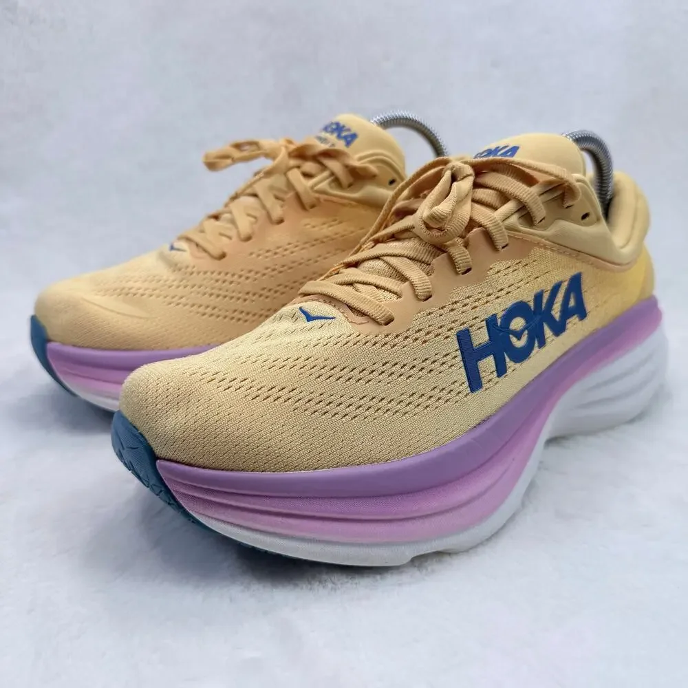 HOKA Bondi 8 Womens Running Shoes Impala Cyclamen Size 9 Cushioned Athletic Shoe